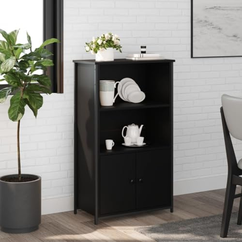 Frdhee Armadio da bar, per soggiorno, cucina, soggiorno, sala da pranzo, 62 x 32 x 103,5 cm, colore nero