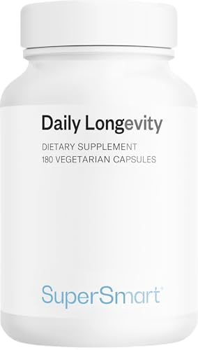 Daily Longevity - Complément Alimentaire Anti-Âge Tout-En-Un - Énergie et Longévité Cellulaire - PQQ, CoQ10, NAC, Quercétine, Fisétine, Trans-Resvératrol - 180 Gélules Véganes - SuperSmart
