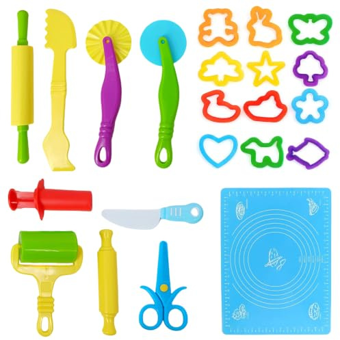 QingWing 22 Pièces Pate a Modeler Accessoire avec Rouleaux à Pâtisserie
