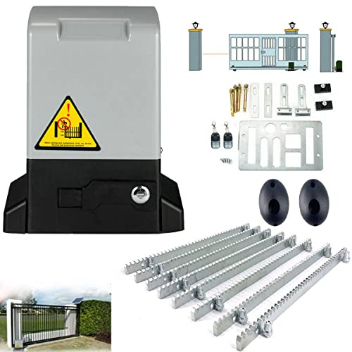 Electric Gate Opener Kit 1200KG 550W Automatic Sliding Door Drive Hardware for Gates, Automatic Door Opener Motor Driveway Security Kit, with 2 Infrared Sensors and 4m Racks