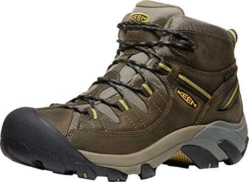 KEEN Men's Targhee 2 Mid Height Waterproof Hiking Boots,Black Olive/Yellow,11