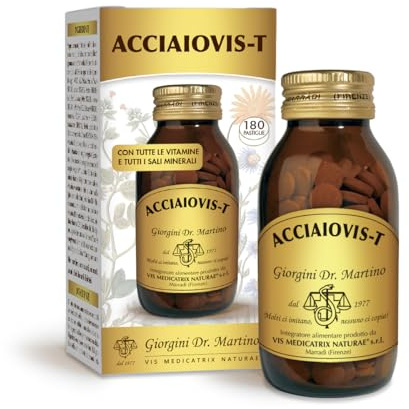Dr Giorgini ACCIAIOVIS Pastiglie - 90 g (integratore di ferro, arricchito con vitamina C, tutte le vitamine del gruppo B, ferro pastiglie altamente digeribile)