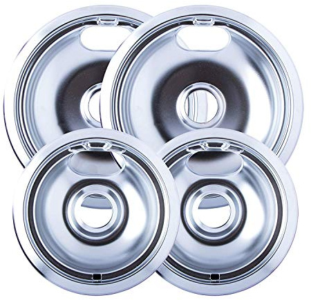 Range Kleen 10124XN Style A 4-Pack Drip Pans, Chrome