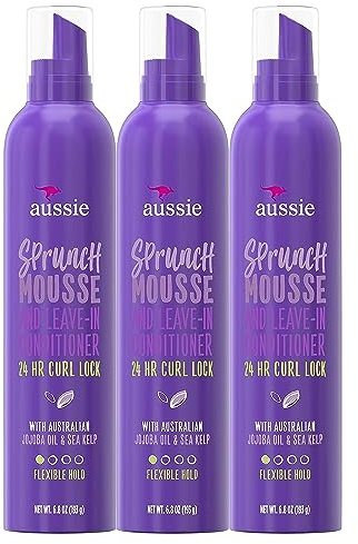 Aussie Sprunch Mousse 24 Hour Curl Lock, Flexible Hold 6.80 oz (Pack of 3)