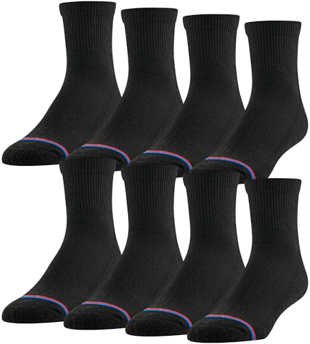 MediPeds Adult Quarter Socks With Non-Binding Top and Cushion, Multipairs, Black (8-pairs), Shoe Size: Men's 7-12; Women's 10-13
