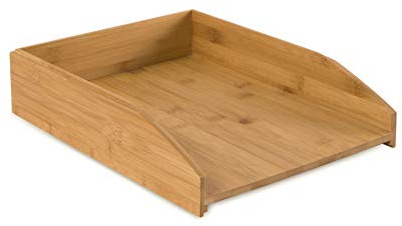 OSCO Bamboo Stacking Letter Tray A4, Sustainable MOSO Bamboo Desk Organiser for Mail, Documents & Files, Stackable & Durable Paper Sorter, Natural Smooth Finish for Home Office and Workplace