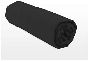 Home Linge Passion sábana Bajera, Algodón, Negro, King, 180x200 cm – Bonnet 25 cm