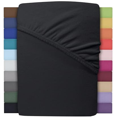 Winter Spannbettlaken | Farbenfrohes Thermo Fleece | Spannbetttuch, Bettlaken in vielen Größen und Farben (140 x 200 cm - 160 x 200 cm, Schwarz)