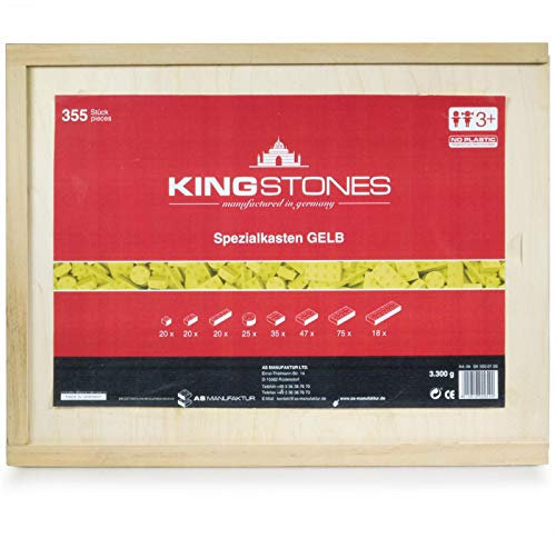 KINGSTONES Spezialkasten, gelb - Steinbaukasten aus Marmormehl ca 260 Teile Stein-Konstruktionsset
