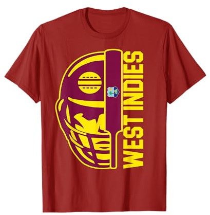 Cricket West Indies Fan Helmet Ball and Bat Design T-Shirt