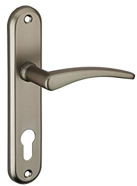 THIRARD - Ensemble de Poignées pour Porte d'Entrée Vesta - Aluminium - Trou de Cylindre - Carré 7 mm - Entr'Axes 165 mm - Finition Nickelé Satiné - Gris