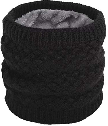 Pluto & Fox Cache-cou Col De Crochet De Laine Pour Hiver Thermique Avec Agneau Polaire à l'intérieur Unisexe Femme Et Homme Chaud Pour Cycliste Motocyclisme Le Ski (Noir)