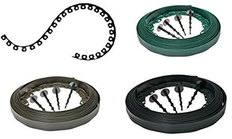 Bordatura per giardino con picchetti, Bordatura flessibile per prato, Sei diverse lunghezze 10m, 20m, 30m, 40m, 50m, 100m, Due altezze 4cm, 6cm, Bordatura per paesaggio resistente alle intemperie