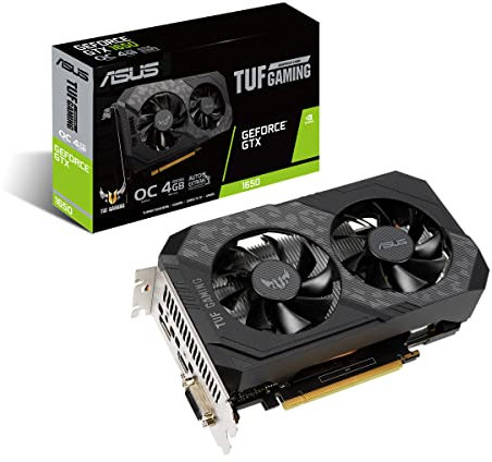 ASUS TUF Nvidia GeForce GTX 1650 4GB OC Edition Gaming Grafikkarte (GDDR6 Speicher, PCIe 3.0, 1x HDMI 2.0b, 1x DVI, 1x DisplayPort 1.4, TUF-GTX1650-O4GD6-GAMING)