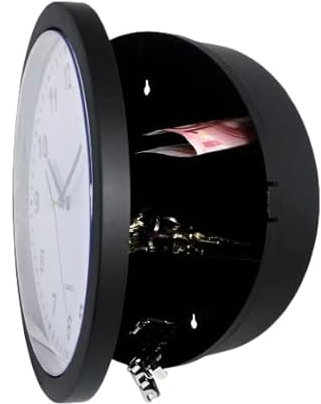 EKNA nascondiglio per oggetti di valore, orologio a parete funzionante, cassaforte, per denaro, gioielli, orologi, chiavi e molto altro ancora
