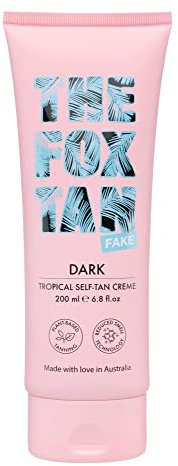 The Fox Tan - Crème Dark Tropical Self-Tan - Autobronzant pour le corps avec DHA 100% naturel, crème autobronzante sans odeur d'autobronzant, 200 ml
