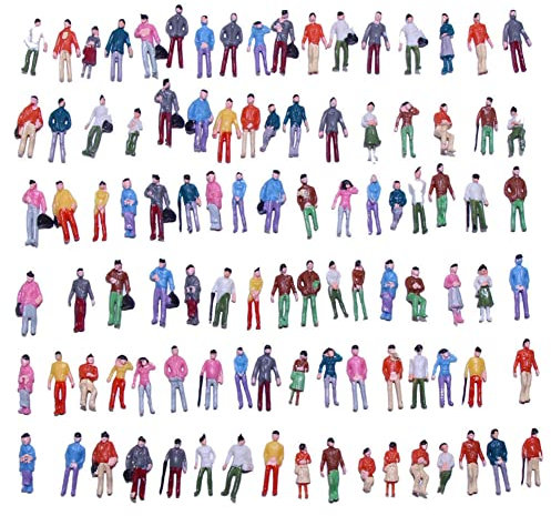 200 Stück Eisenbahn-Zug bemalte Figuren, sitzende stehende Menschen Modell, 1:100 mehrfarbige Personenfiguren für Miniatur-Landschaftsszenen