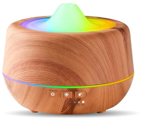 Aroma Diffuser, 500ml Ultraschall Diffusor für Ätherische Öle, Cool Mist Luftbefeuchter mit 7 Farbe Led-Leuchten für Schlafzimmer, Zuhause, Büro, Automatische Abschaltfunktion-Gelb