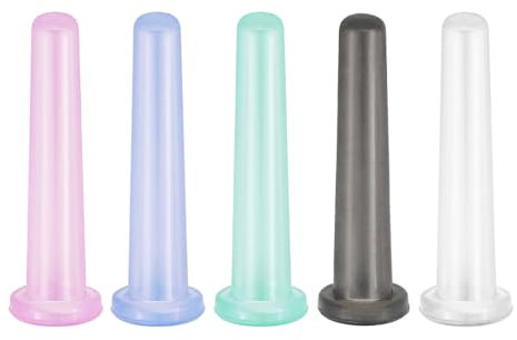 FERCAISH Pack of 5 Silicone Face Cupping, Mini Cupping Glasses, Facial Cupping Set, Silicone Vacuum Cup, Skin Massage Suction Cup for Face, Shoulder, Neck, Calf