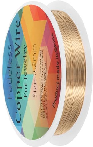 sourcing map 0.2mm/30 Gauge Copper Wire for Jewelry Making, 1 Roll Craft Tarnish Resistant Beading Wire for Jewelry Making Supplies DIY (Bright Gold)