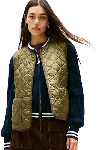 Tommy Hilfiger Chaleco Mujer Padded Quilted Chaleco acolchado, Verde (Utility Olive), XXXL