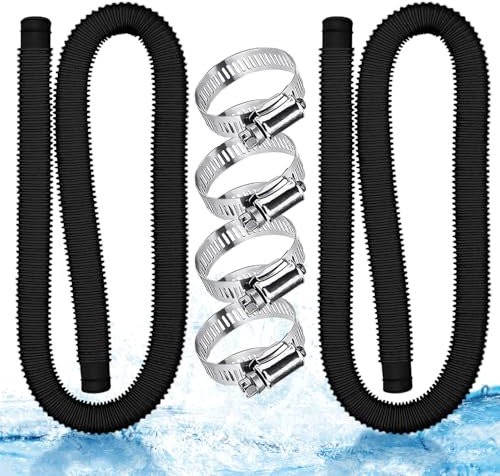 2 pacchi Tubo piscina,Tubo piscina 32mm,Tubi piscina con 4 clip in metallo,59x1.25 inch,Tubo pompa piscina adatto per piscine, spa,Tubi per piscina è perfetta accessori per Piscina(Nero)