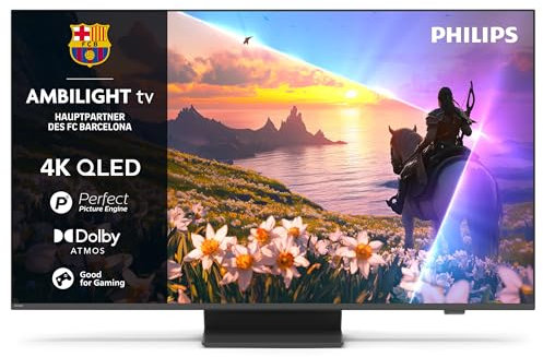 Philips Ambilight 55PUS8600 4K QLED Smart TV - 55 Zoll Display mit P5 Perfect Picture Engine Ultra HD, Titan OS, Dolby Vision und Dolby Atmos Sound