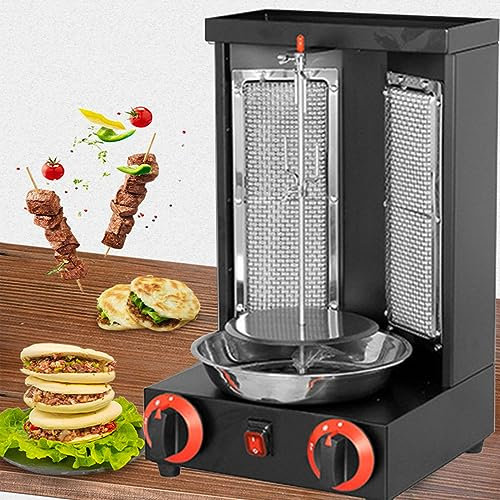 Elektrisk -/gas-kebab-grillmaskin, 360° vridbar vertikal grillugn, rökfri kalkon-doner-kebab-maskin
