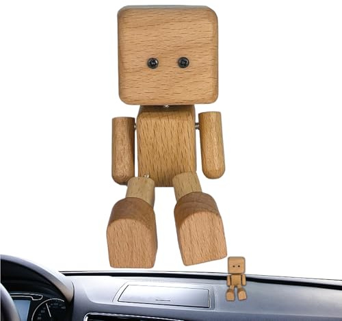 Figura Hombre Madera Temblorosa Interior para Coche Y Decoración Divertida
