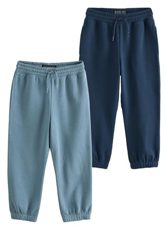 NEXT Garçon Pantalon de Jogging Standard, Lot de 2 Mid Blue/Navy 9 Ans
