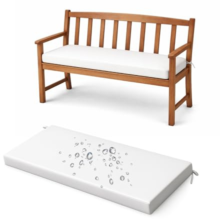 Genérico Cojin Banco Exterior Impermeable y cómodo, colchoneta Banco Jardin con Espuma de Alta Densidad, Antideslizante, fácil Limpieza y Funda Desmontable para terraza y jardín,Blanca,100x45x5cm