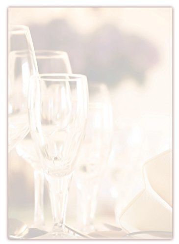 Motiv Briefpapier (Gastro-5041, DIN A4, 100 Blatt). Einseitig bedrucktes Briefpapier, sehr gut beschreibbar, Motivpapier für alle Drucker/Kopierer geeignet Motiv Gastronomie Restaurant Gläser Glas Sekt
