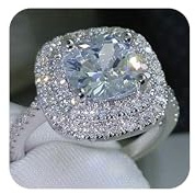 Metmejiao Fashion Ring Cushion Cut 4ct Zircon Diamonds Stone 925 Sterling Silver Engagement Wedding Band Ring for Women (9)