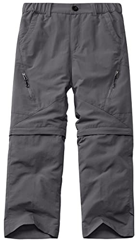 linlon Kids' Cargo Pants, Boy's Casual Outdoor Quick Dry Waterproof Hiking Climbing Convertible Trousers #9035-Grey-S