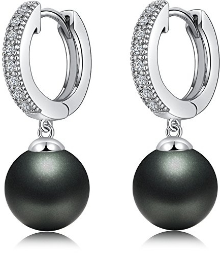 Miaofu Perlen-Ohrringe für Damen, Ohrringe, Perlen, Creolen, Perle, Sterling-Silber, Ohrringe, Hebel, für Damen, mit Geschenkbox, Sterlingsilber, Perle, Sterling Silber, Perle