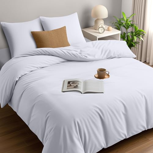 Utopia Bedding Bettwäsche Set - Mikrofaser Bettbezug 260x240 cm + 2 Kissenbezüge 65x65 cm - Weiß