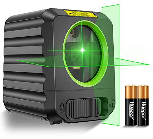 Huepar Nivel Láser de 25M, Autonivelante con Línea Cruzada de Haz Verde, Vertical y Horizontal, Nivel Láser de Alineación de 100 Pies para Colgar Cuadros y Aplicaciones