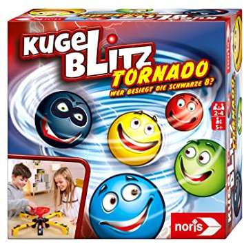 Noris 606064680 Kugelblitz Tornado - Kinderspiel ab 5 Jahre - actiongeladenes Reaktions-Spiel für die ganze Familie - für 2-4 Spieler, Schwarz