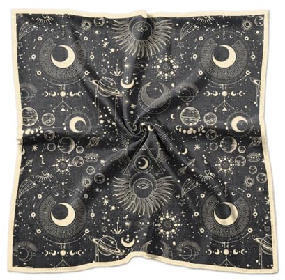 BHAHB Silk Feeling Scarf 27.5 Inches Large Square Satin Head Hair Wrap Sleeping Fashion Lightweight Cute Aesthetic Handbag Decoration for Women Girls-Moon