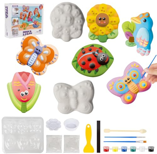YAOZUP Enfant Moulage et Peinture Kit, Activites Manuelles pour Enfants, Figurines en Plâtre à Mouler et à Peindre, Moulage de Plâtre Enfants, Jouets de Bricolage Créatifs à Partir de 6 Ans