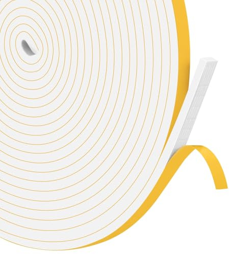 YIMIKI Cinta Espuma Multiuso, Sellado Goma Junta Ventana Puerta, Tira espuma Elástica insonorizado Marco Ventana, Tira Elástica Anticolisión contra Corrientes de Aire, 6mm(W) X 3mm(T),15m Largo