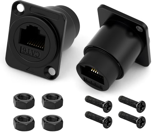 OFFCUP Modulo Tipo D Presa RJ45, 2 pezzi Modulo passante fisso, CAT6 / CAT5E / CAT5 RJ45 Rete Porta Presa per Montaggio a Pannello Adatto per desktop, computer, TV box, tablet