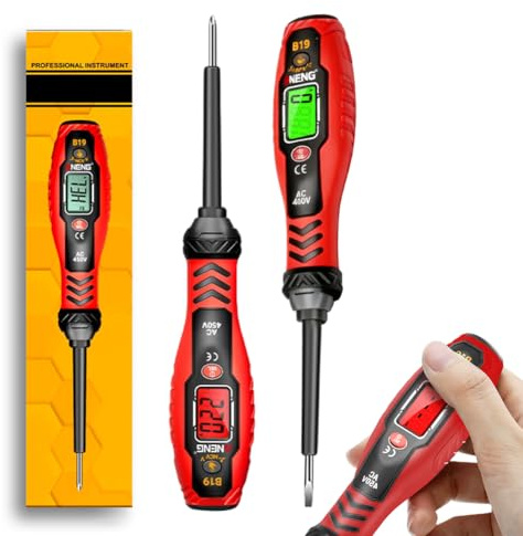 Spannungsprüfer Berührungslos & Zweipolig, Phasenprüfer Schraubendreher Elektrischer Stromprüfer 12–1000V AC/DC, Digitaler Elektrotester mit LCD-Anzeige, Durchgangsprüfer, Summeralarm,HaltepunktFinder