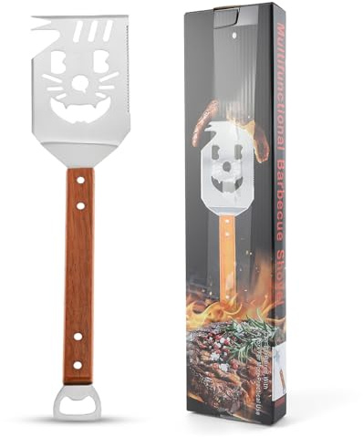 Geoyien Utensilios Barbacoa, BBQ Accessories, Multifuncionales Kit Barbacoa, con Mango de Madera, Cuchillo y Gable, Sierra, Regalo de Hombre, El Regalo de Papá Día del Padre (1 Pieza, D)