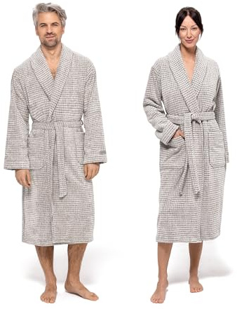 MÖVE Eden Manteau en Velours col Châle en Taille M 80 % Coton / 20 % Lin, Nature / Black (Beige)