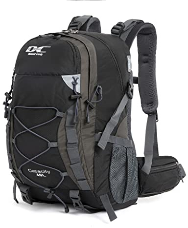 Diamond Candy Waterproof Hiking Backpack for Men and Women, Lightweight Day Pack for Travel Camping, Black, 40L