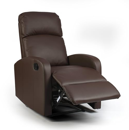 EVRE Recliner Armchair with Adjustable Leg Rest and Reclining Functions Leather - Brown Arm Chairs For Living room, reclining and comfy chair