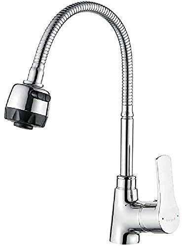 Ibergrif M14357 tar, Mitigeur d'Evier de Cuisine avec Bec Flexible, Chromé, Argent L