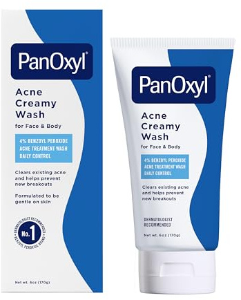 PanOxyl Antimicrobial Acne Creamy Wash, 4% Benzoyl Peroxide, 6 Ounce