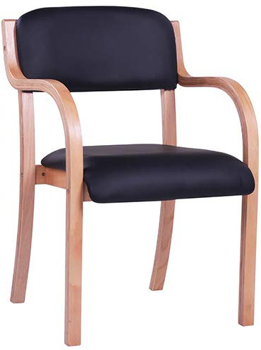 pemora Besucherstuhl mit Armlehnen JANA AL Holzstuhl Armlehnstuhl Stapelstuhl Wartezimmerstuhl montiert